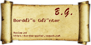Bordás Günter névjegykártya